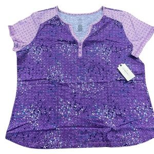 St John’s Bay Active Henley Top P2XL PXXL Honolulu Purple Activewear Gym b2